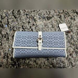 Coach Blue and Cream Women's Wallet - NWT